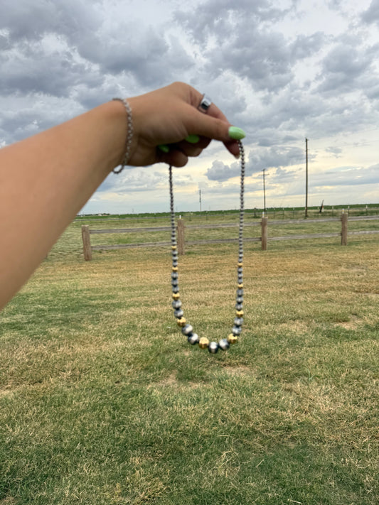 18” chunky gold and Navajo pearl
